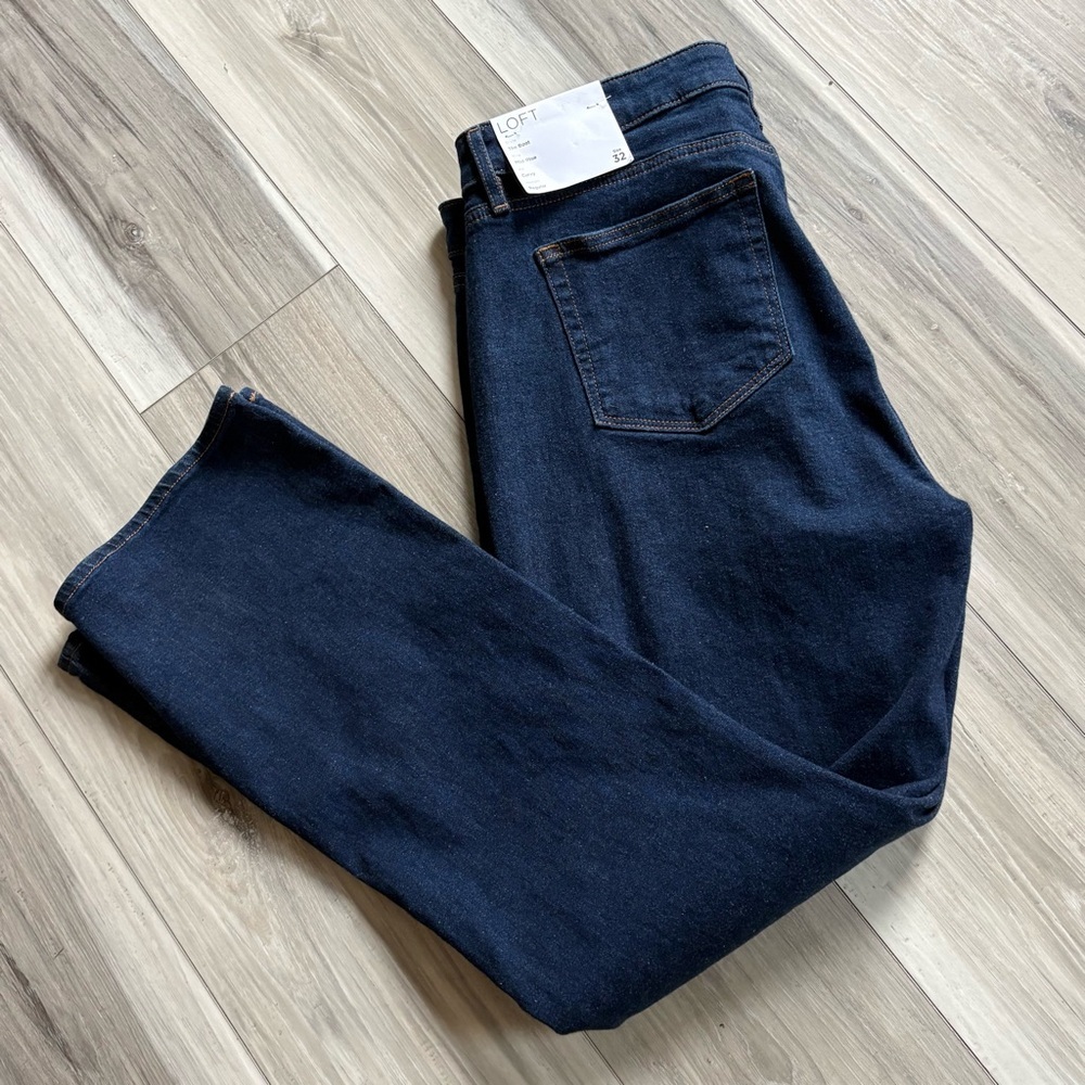 NEW | LOFT The Boot Mid Rise Curvy Fit Denim Blue Jean Dark Wash SZ 32 / 14